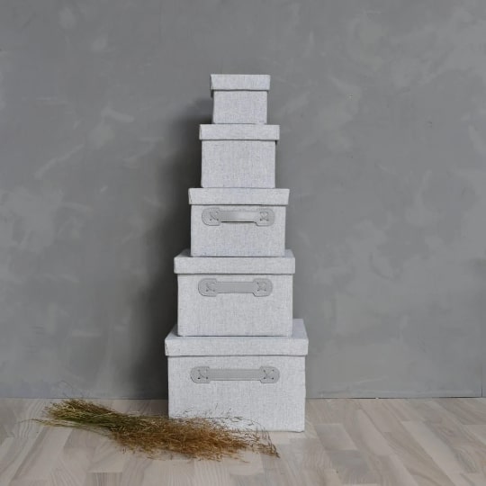 5er Set Box, Storefactory Aufbewahrungsboxen aus Textil, grau