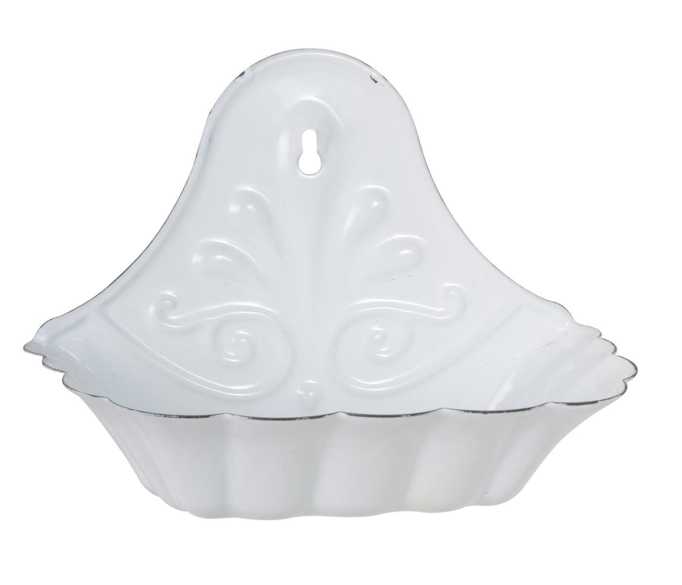 Stilisierte Seifenschale aus Emaille, weiß