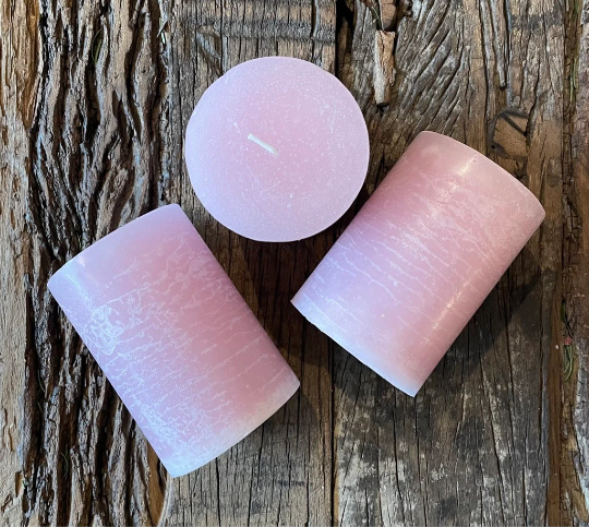 Stumpenkerze, Altarkerze, 10cm hoch, rosa, hell rosa - mueggelig