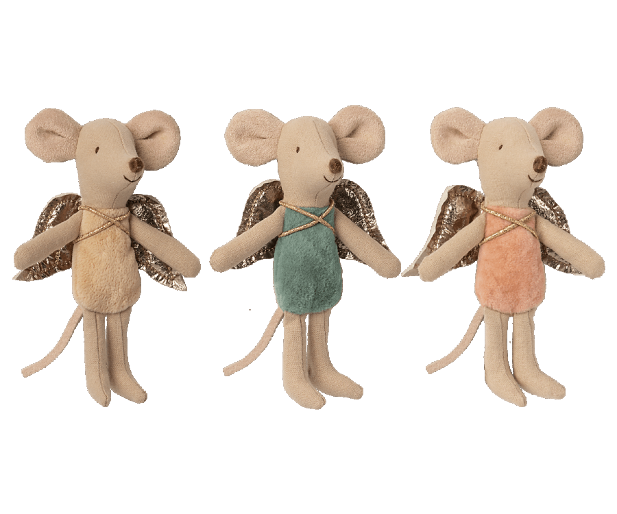Fee Maus mit Flügeln, drei Farben - mueggelig