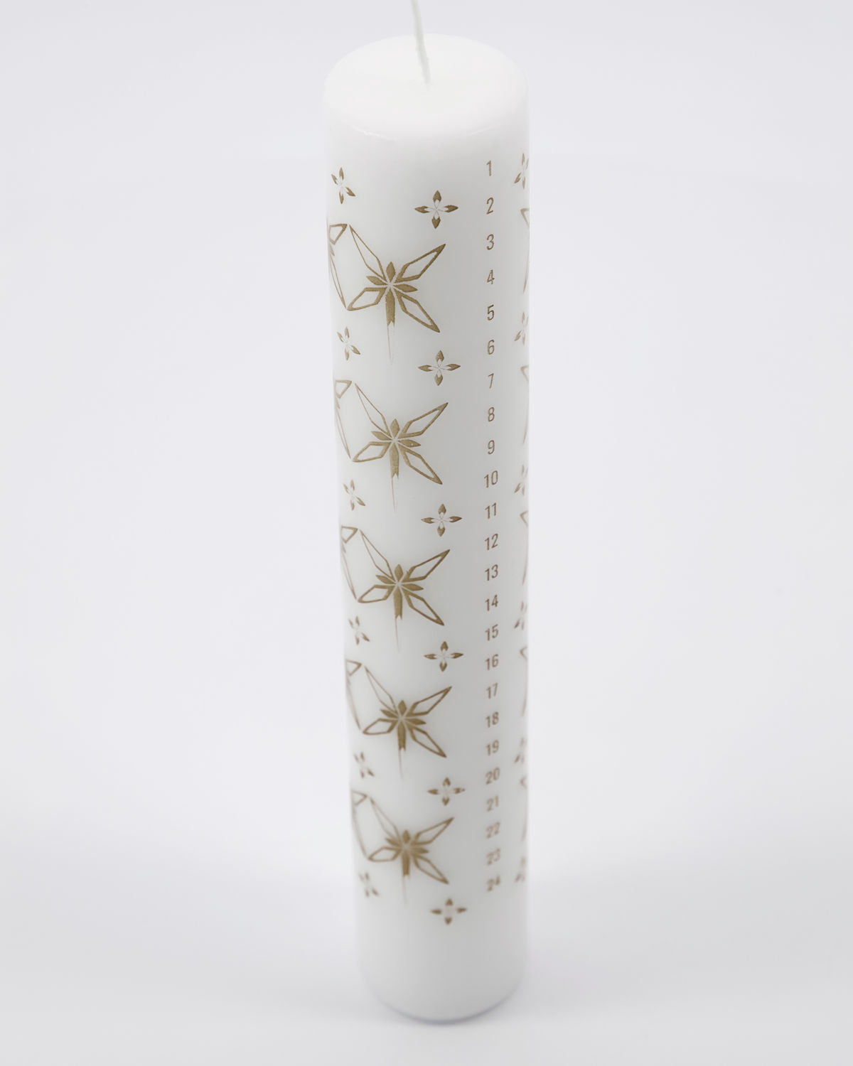 Kalenderkerze, Adventskerze, goldene Weihnachtssterne, dünn