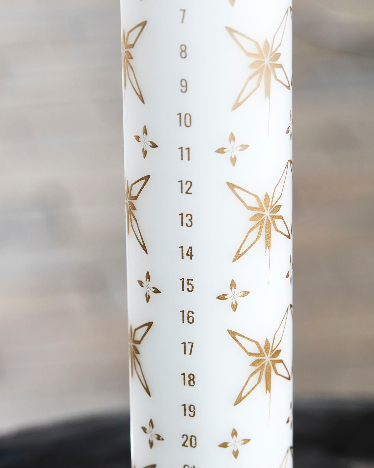 Kalenderkerze, Adventskerze, goldene Weihnachtssterne, dünn