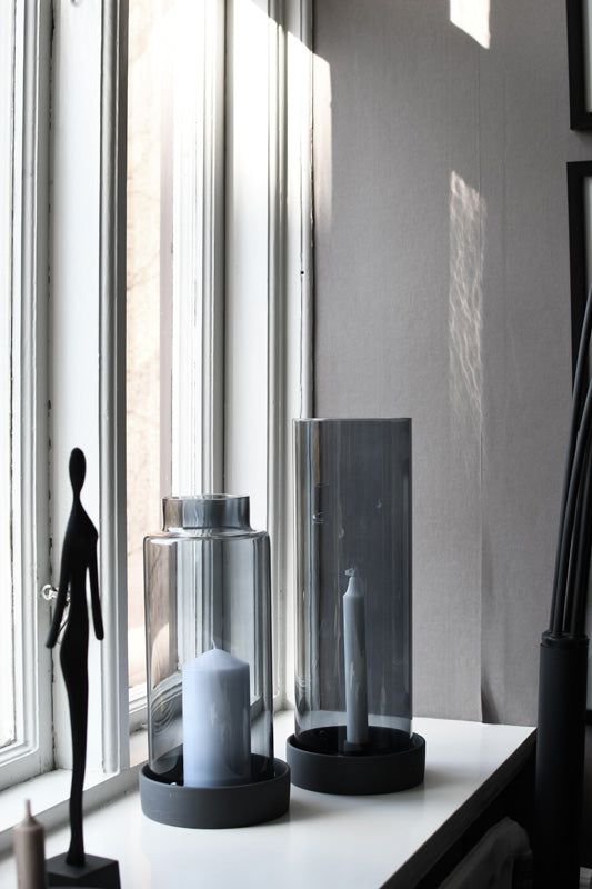 Kerzenhalter Storm, normale Kerze, dunkelgrau