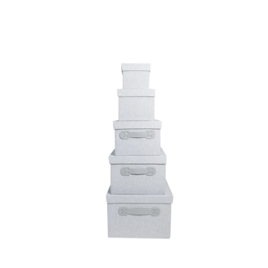 5er Set Box, Storefactory Aufbewahrungsboxen aus Textil, grau
