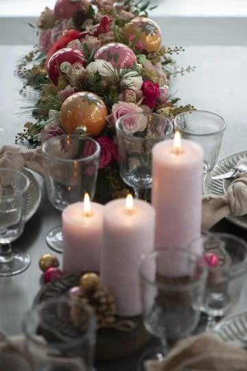 Stumpenkerze, Altarkerze, 10cm hoch, rosa, hell rosa - mueggelig