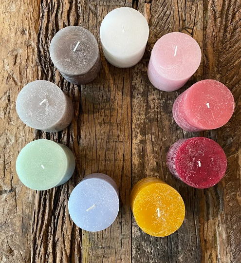 Stumpenkerze, Altarkerze, 7cm hoch, grün, hell grün - mueggelig