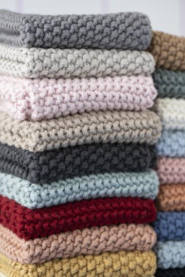 Topflappen Mynte gestrickt, mustard, senf farben