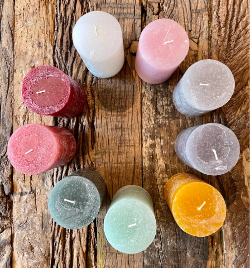 Stumpenkerze, Altarkerze, 10cm hoch, gelb, senfgelb, curry farben - mueggelig