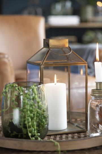 Laterne Norr, Windlicht, Glas, Metall, goldfarben