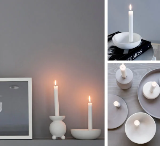 Kerzenleuchter Lidatorp, hell grau, gross - mueggelig