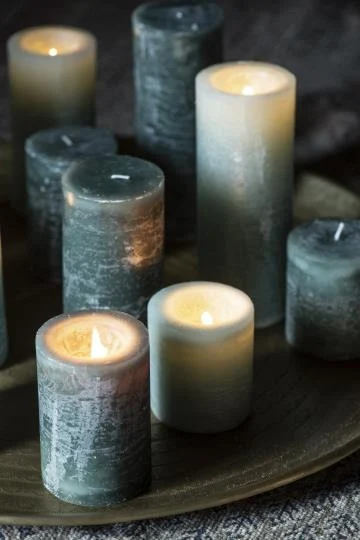 Stumpenkerze, Altarkerze, 10cm hoch, grün, dunkel grün - mueggelig