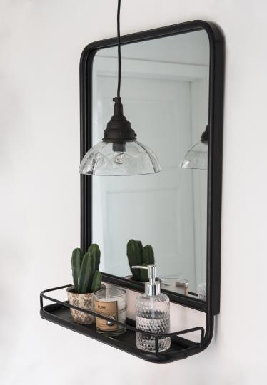 Vintage Spiegel mit Miniablage, Wandspiegel, schwarz – müggelig