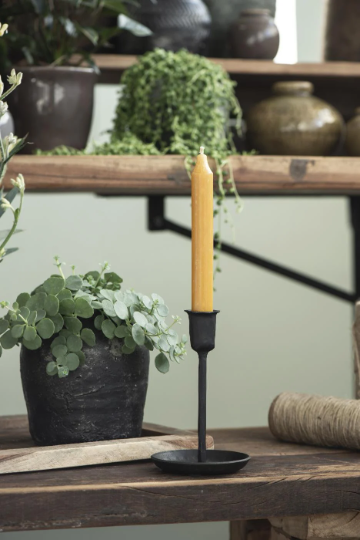 rustikale Kerzen, Stabkerze, 18cm, gelb, senfgelb, currygelb - mueggelig