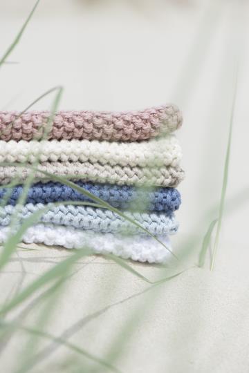 Topflappen Mynte gestrickt, blau, Cornflower