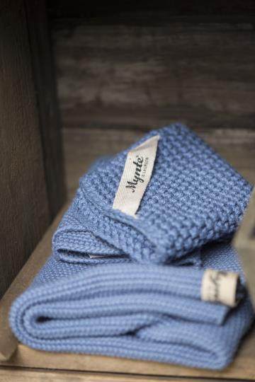 Topflappen Mynte gestrickt, blau, Cornflower