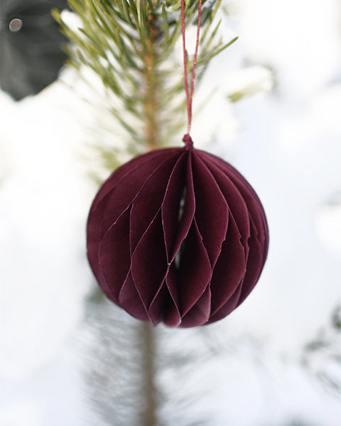 Papierkugel Bona, Faltkugel, Weihnachtskugel, rot, klein