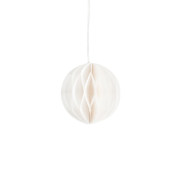 Papierkugel Bona, Faltkugel, Weihnachtskugel, weiß, groß