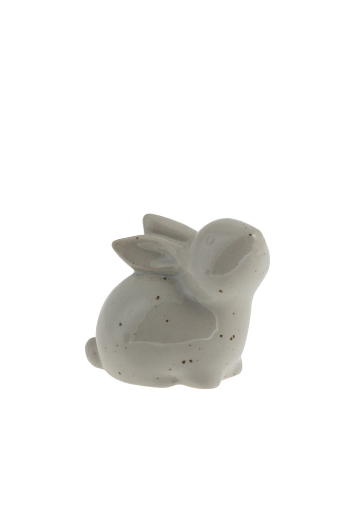 Osterhase Stina, Keramik, grau, groß, sitzend, gesprenkelt