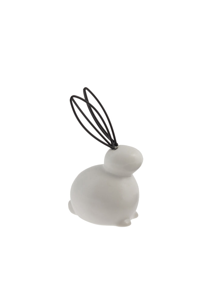 Osterhase mit Drahtohren Julia, Keramik, weiß, klein