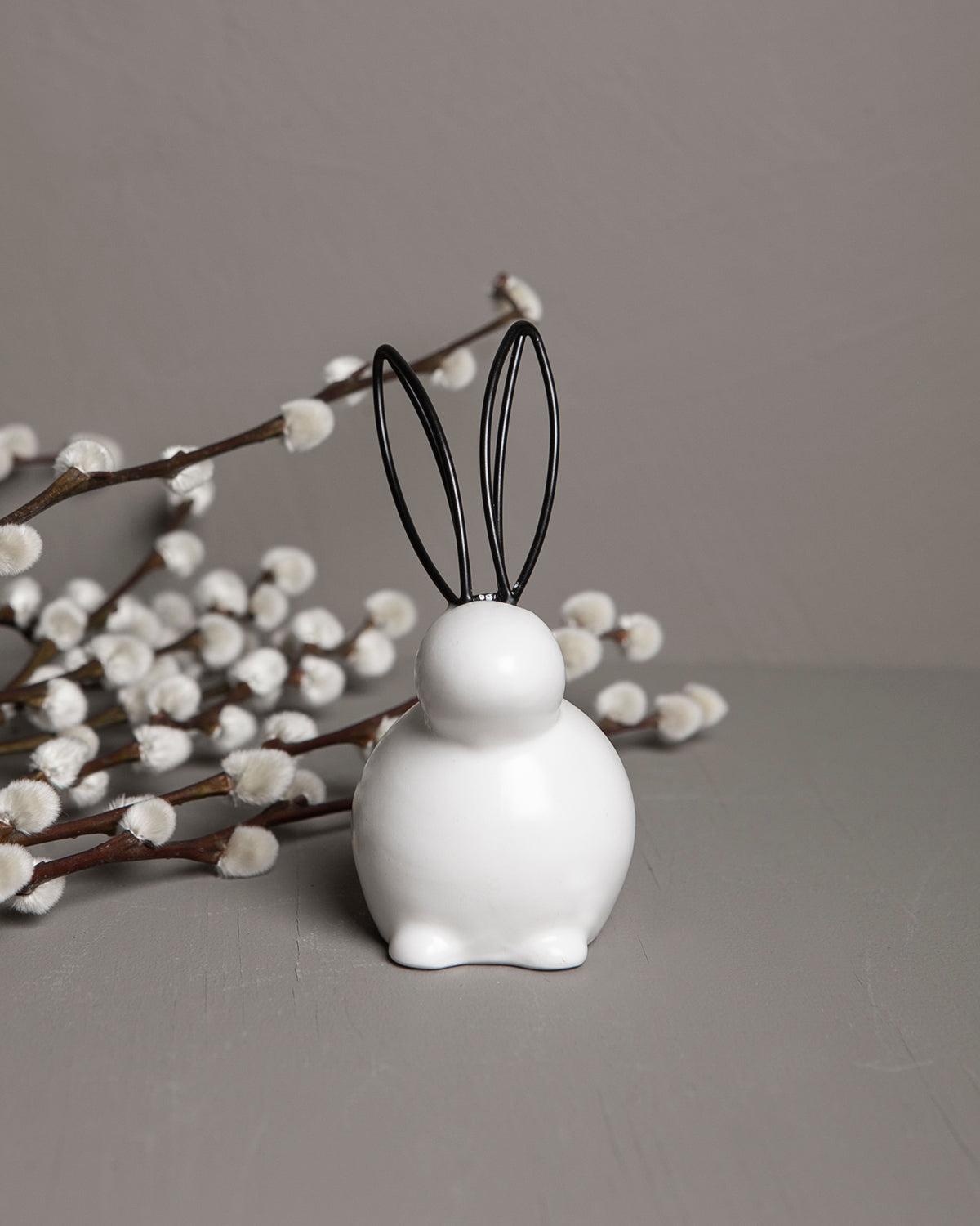 Osterhase mit Drahtohren Julia, Keramik, weiß, klein