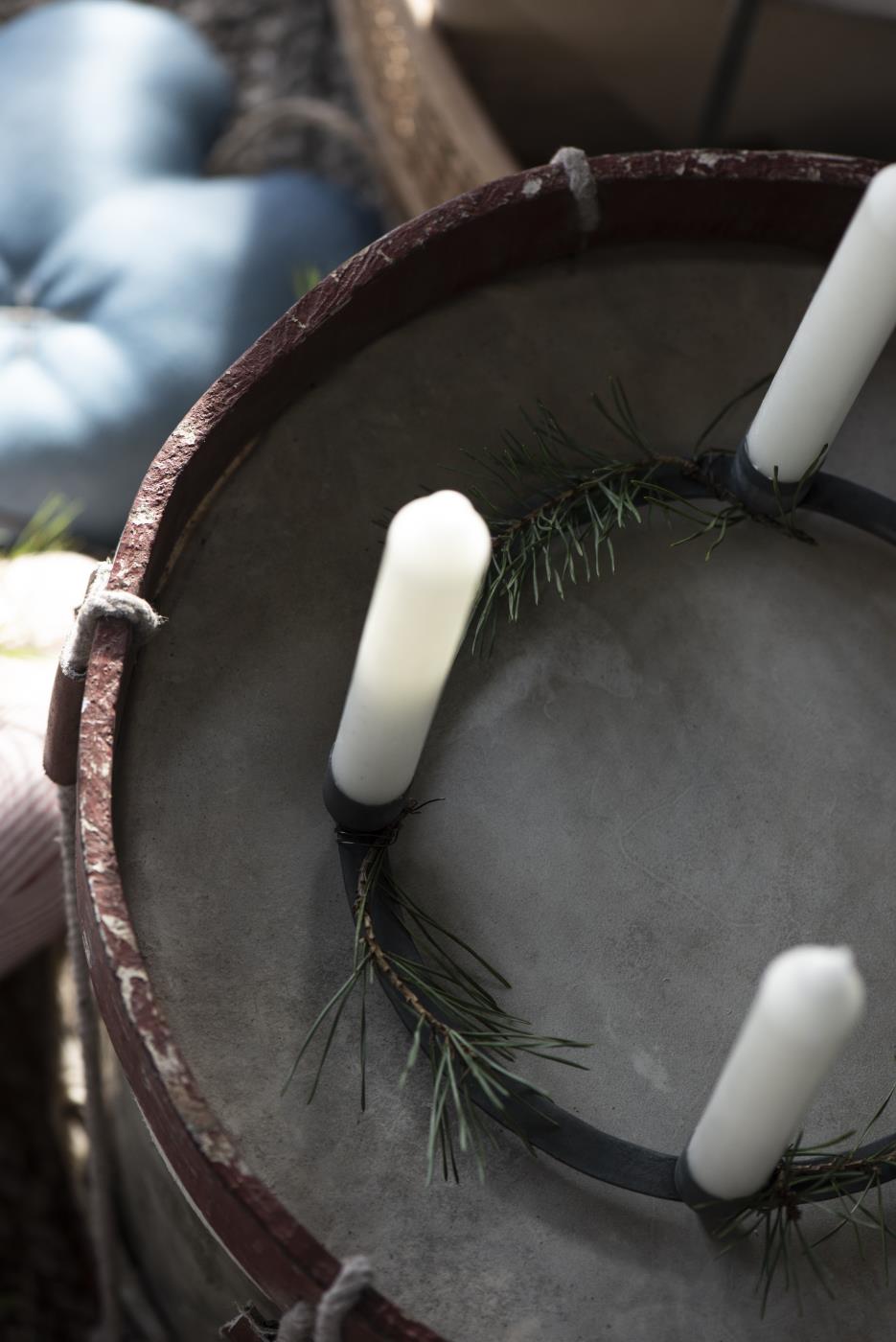 Kerzenhalter, Adventskranz für 4 Kerzen, D: 21cm, silberfarben