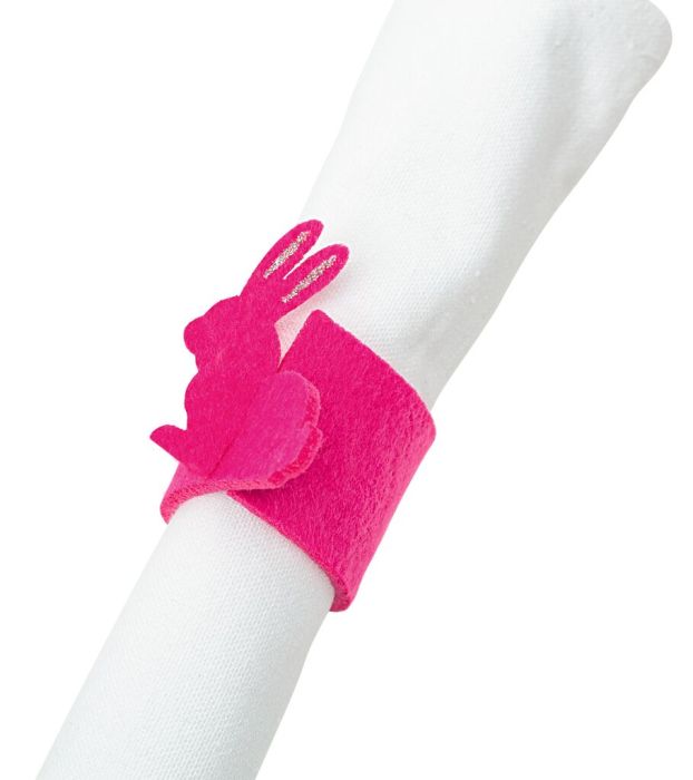 Serviettenringe aus Filz, Osterhase, pink, 6er Pack von moses