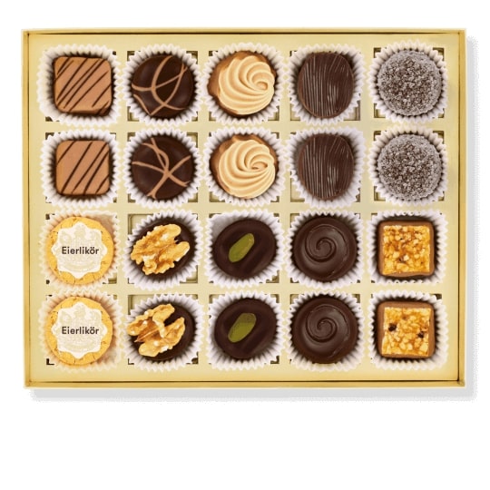 Pralinenschachtel "Mistelzweig" - 20 alkoholfreie Pralinen in Geschenkkartonage