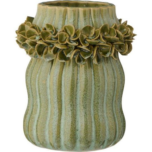 Vase Hortensia, staubig grün, glasiert