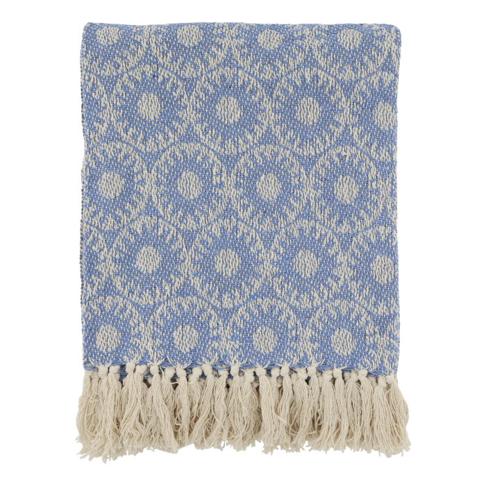 Baumwolldecke, blau, Kreise 130x150cm von Chic Antique