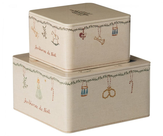 maileg 2er Set Metallboxen, Ambiance noel - Weihnachtsboxen aus Metall