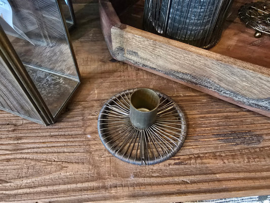 Kerzenhalter, antike Messing-Optik, flache Streben, für Stabkerzen