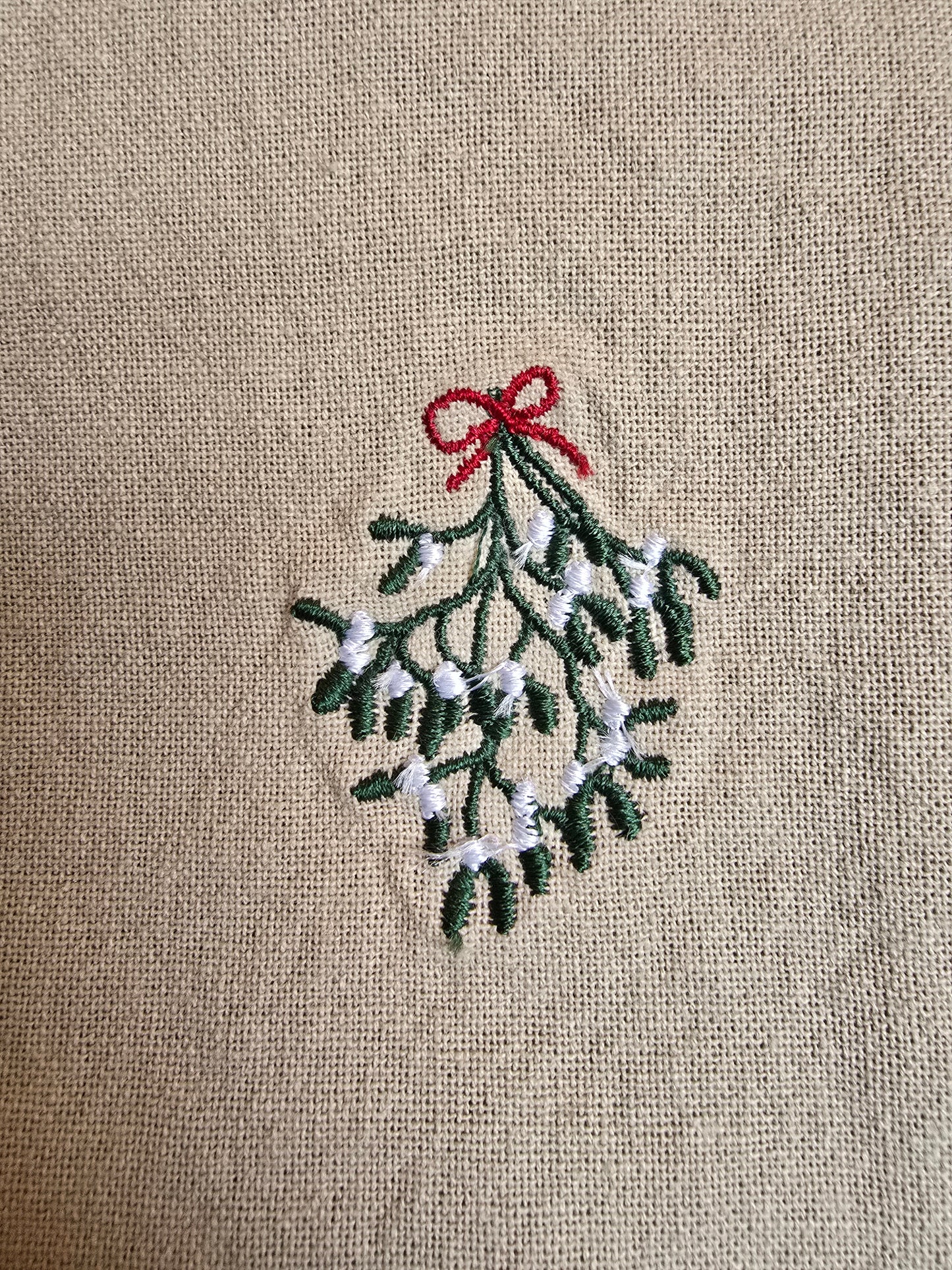 Stoffserviette Tradition, Mistelzweig, grün, leinenfarben 40x40cm