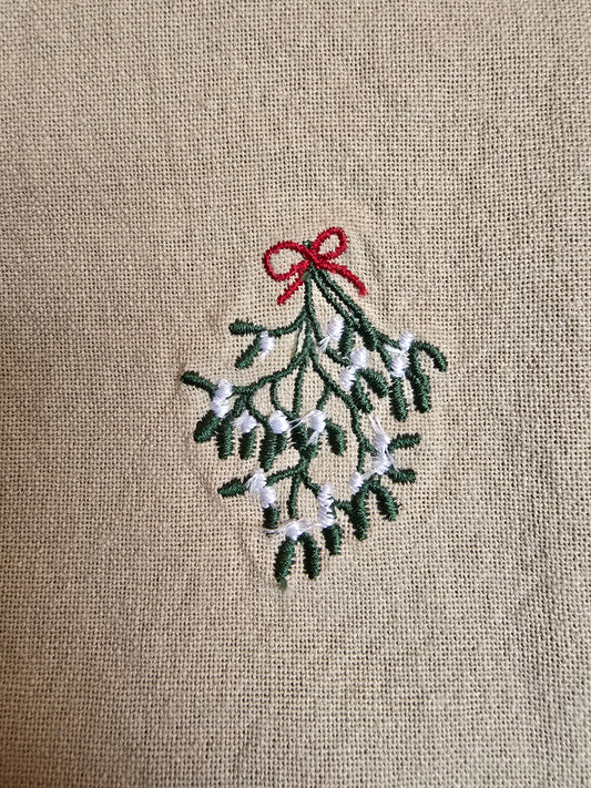 Stoffserviette Tradition, Mistelzweig, grün, leinenfarben 40x40cm