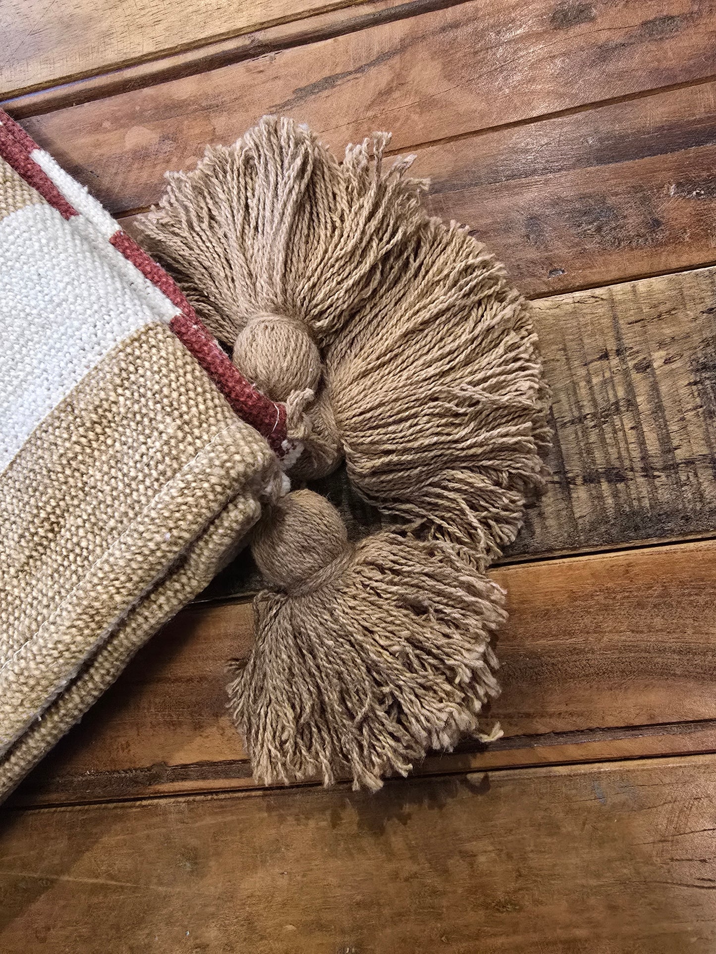 Bloomingville Decke, Pferd, beige Troddeln, gestreift