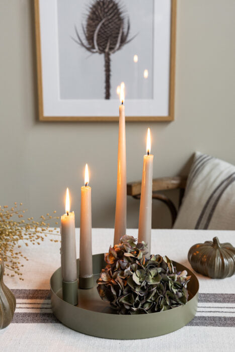 Kerzentablett Sund, mit magnetischen Haltern, rund, klein, grün