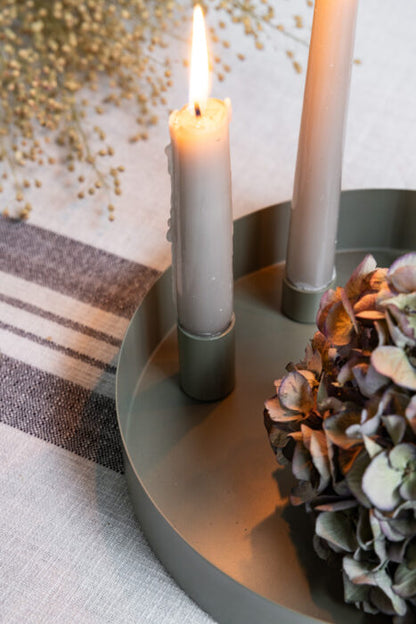 Kerzentablett Sund, mit magnetischen Haltern, rund, klein, grün