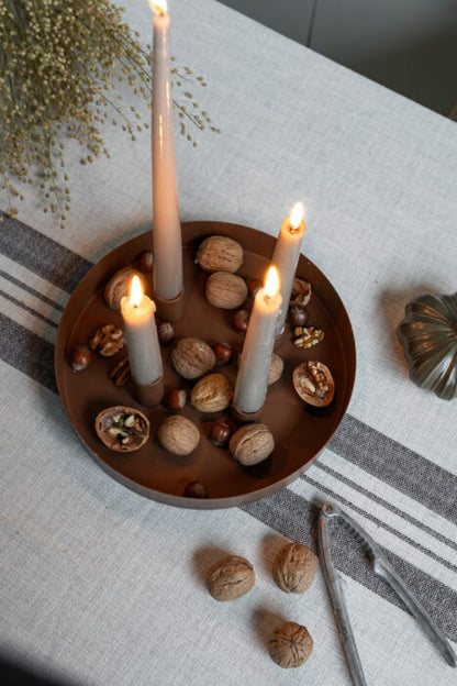 Kerzentablett Sund, mit magnetischen Haltern, rund, klein, schwarz