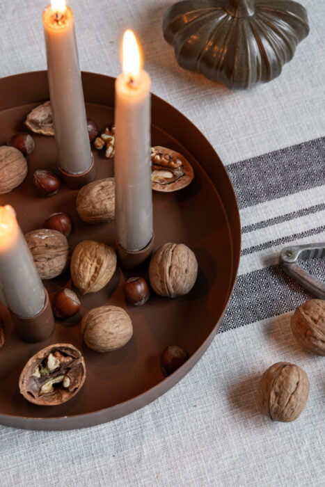 Kerzentablett Sund, mit magnetischen Haltern, rund, klein, schwarz