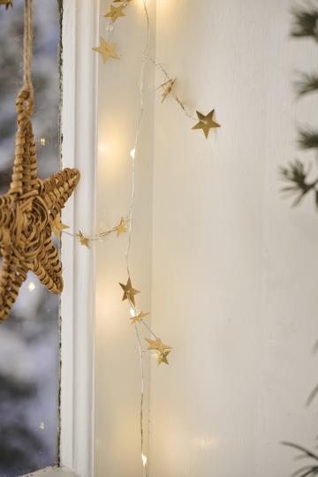Lichterkette, 20 goldenen Sterne, für drinnen