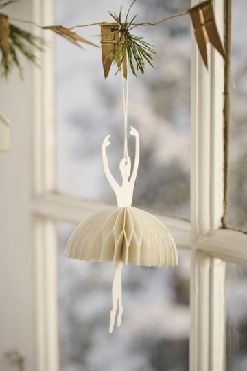 Faltdeko, Scherenschnitt Ballerina, in Relevéposition, 3D, weiß