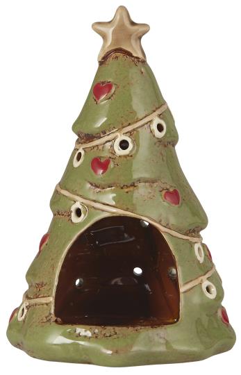Kerzenhalter, Teelichthaus, Steingut, Tannenbaum, Herz