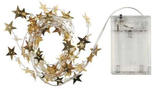 Lichterkette, 20 goldenen Sterne, für drinnen
