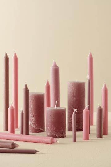 Stumpenkerze Celia, 14cm hoch, malva