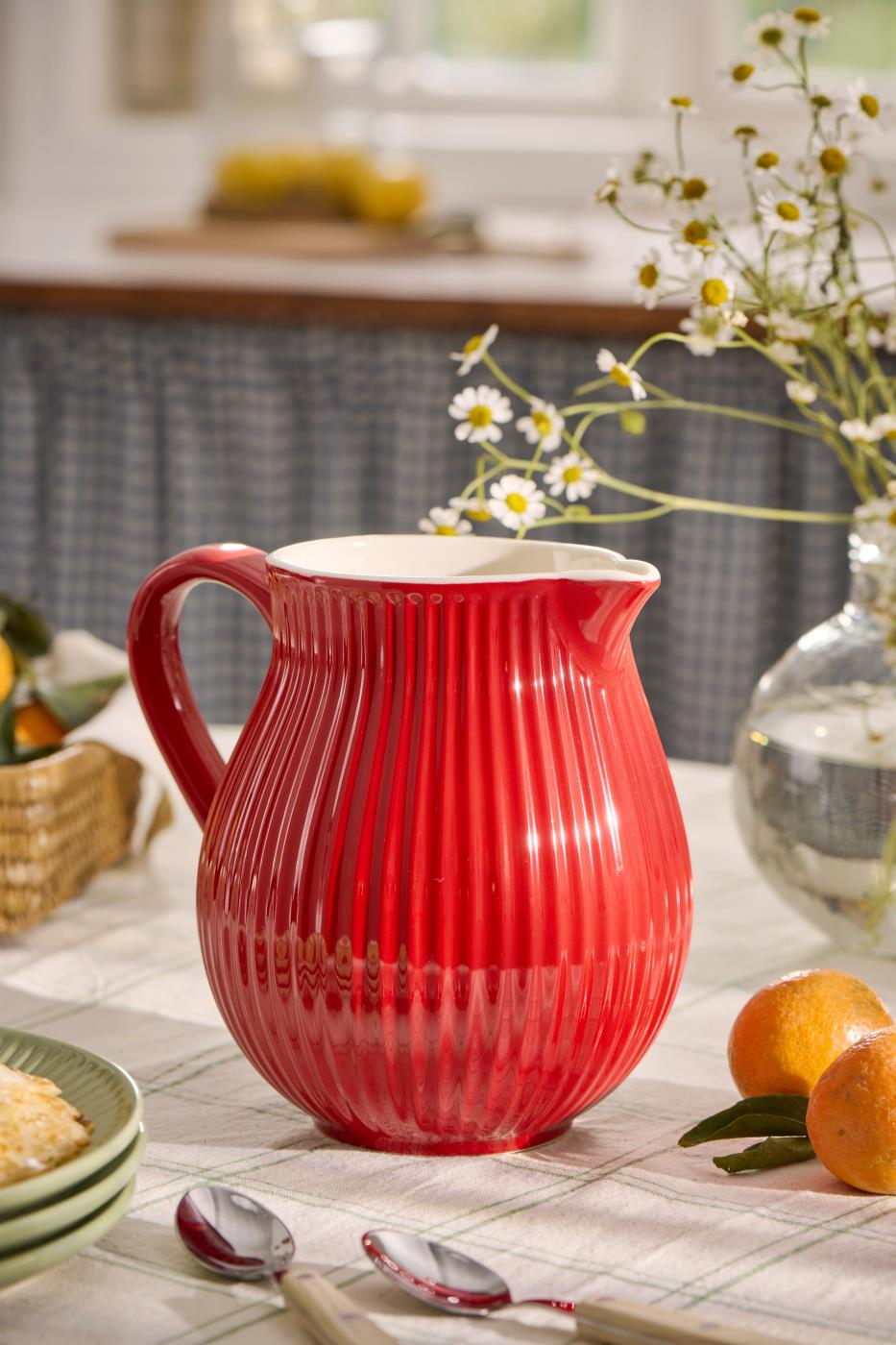 Krug Mynte, Kanne, Steingut, 2,l erdberr-rot, von Ib Laursen