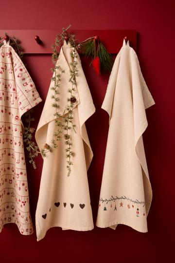 Geschirrtuch Johanne, natur, braune Herzen 50x70cm