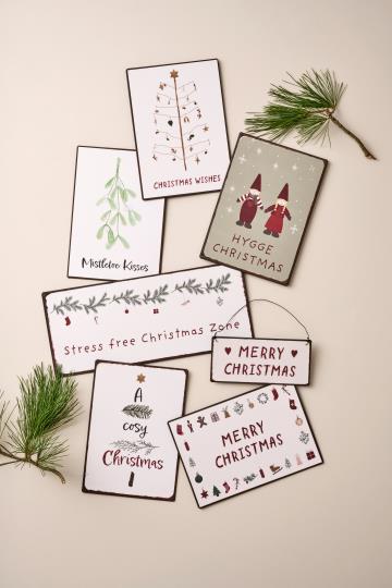 Metallschild, Mistelzweig, Drahtaufhängung, Misteltoe kisses