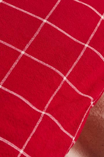 Kissenbezug Silja, rot, große naturfarbigen Karos, 50x50cm