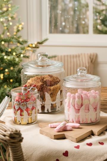 Geschirrtuch Emma, natur, rote Herzen, 50x70cm