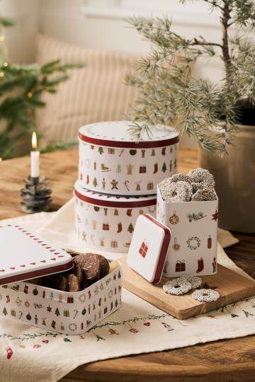 Konfektdose, Keksdose, div. Weihnachtsmotive, flach, rechteckig