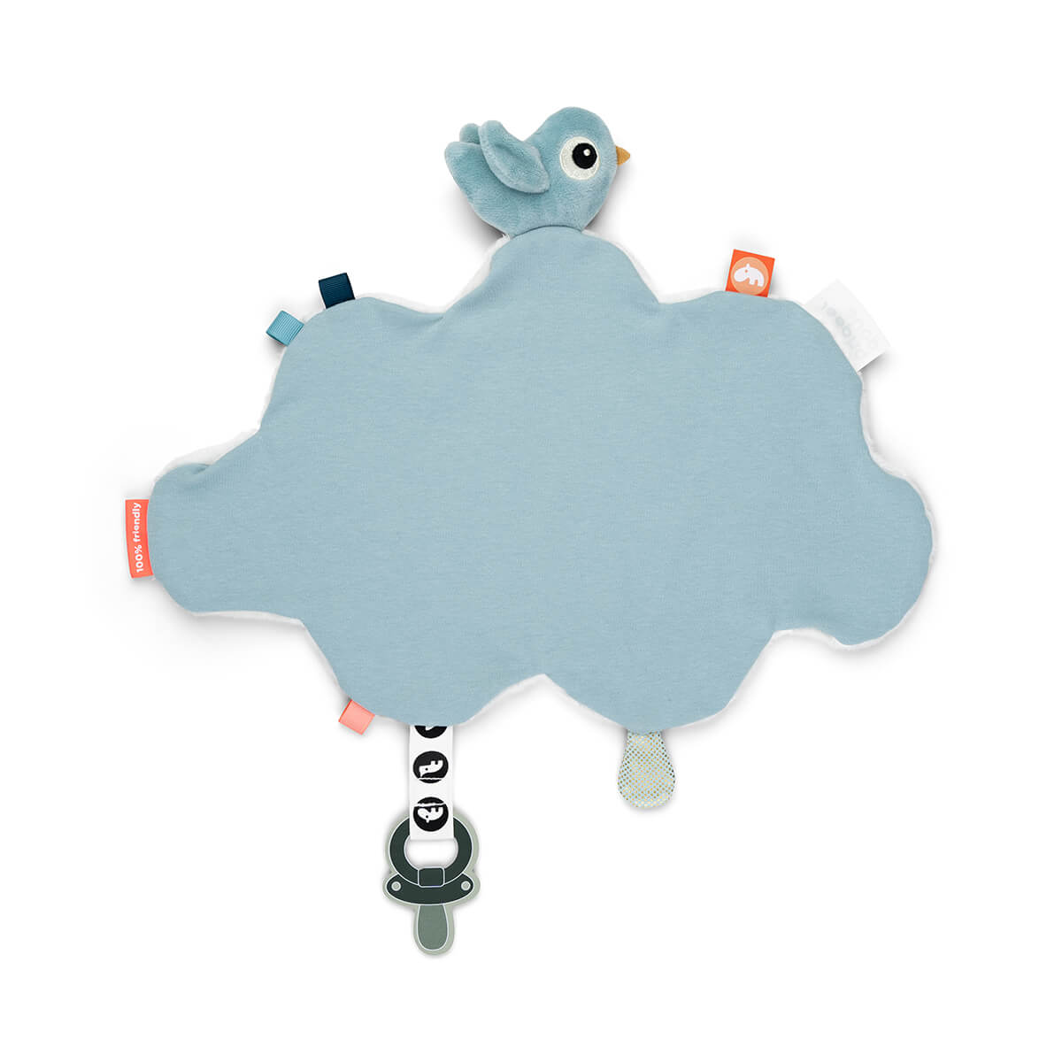 Baby Kuscheltuch, kleine Kuscheldecke mit Schnullerhalter, Happy Clouds